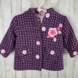 Young Hearts Floral Button Peacoat Purple 12 mths